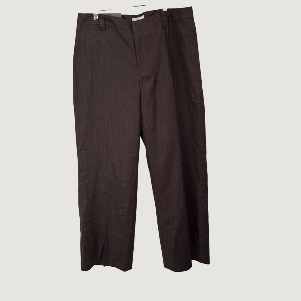 Merona 100% Linen Wide Leg Pants Womens 16 Brown Minimalist Coastal Trousers NEW